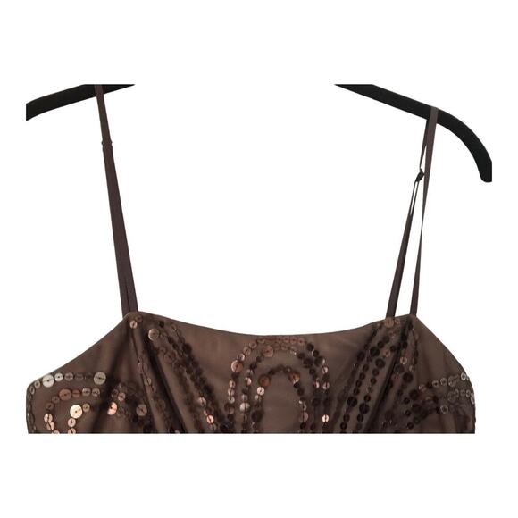 Eliza J Womens Dress Size 4 Brown Sleeveless Sequin Embroidered Empire Waist - Picture 5 of 11